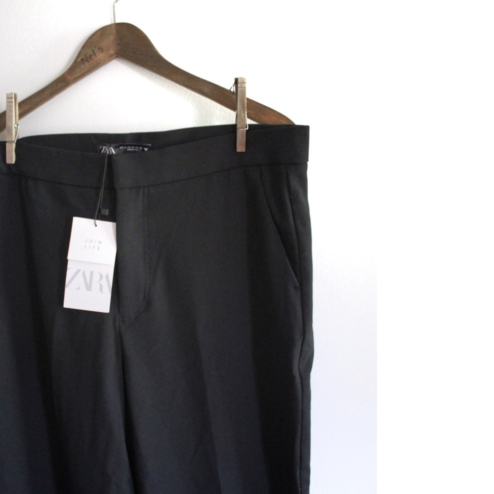 Zara NWT Black Pants with Vented Back Hem XL - Picture 8 of 14